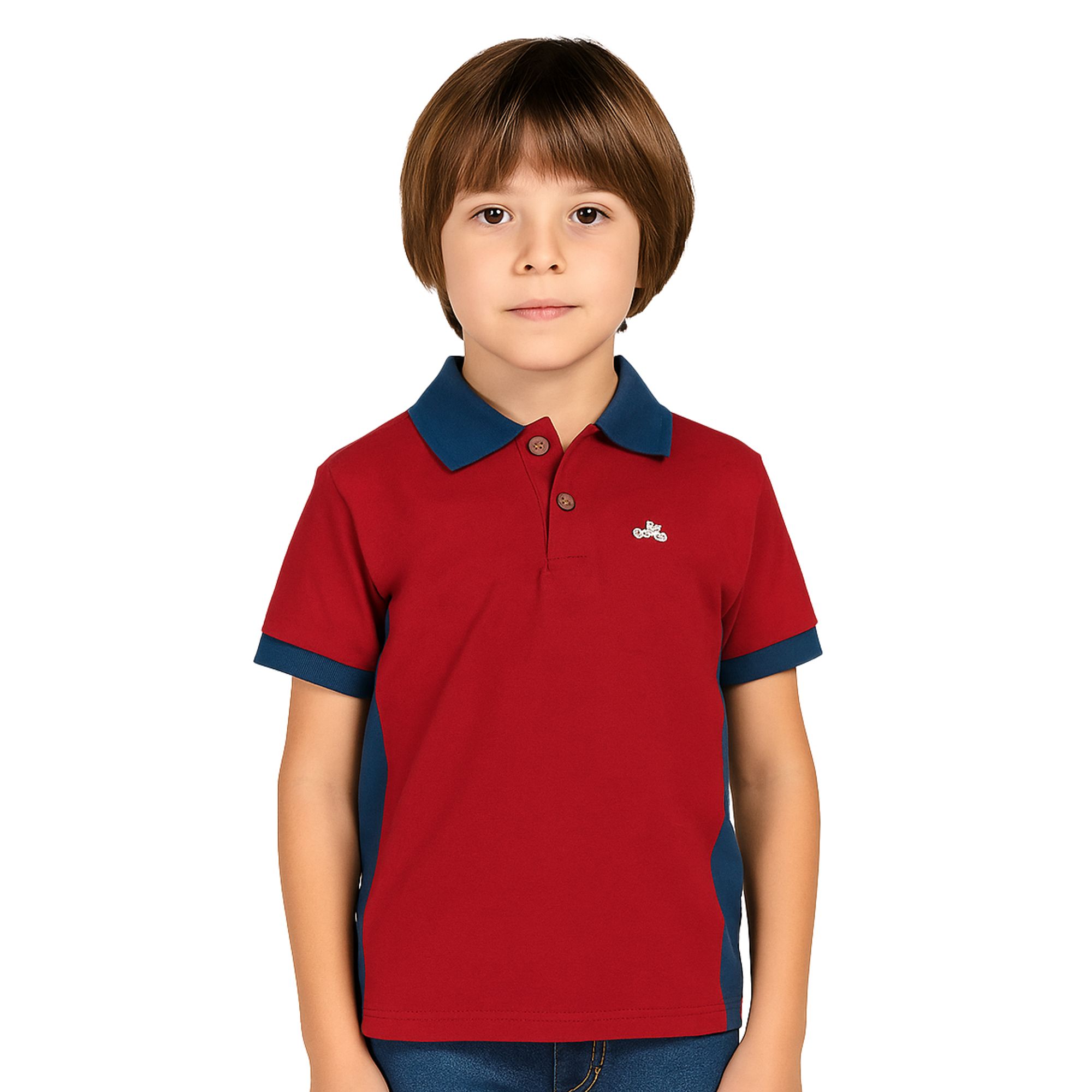 Camisa-Polo-Infantil-Pique-vermelha-Laterais-Azul-Marinho-1