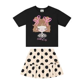 Conjunto-Infantil-Blusa-Preta-Menininha-e-Saia-Com-Short-Bolinhas-2