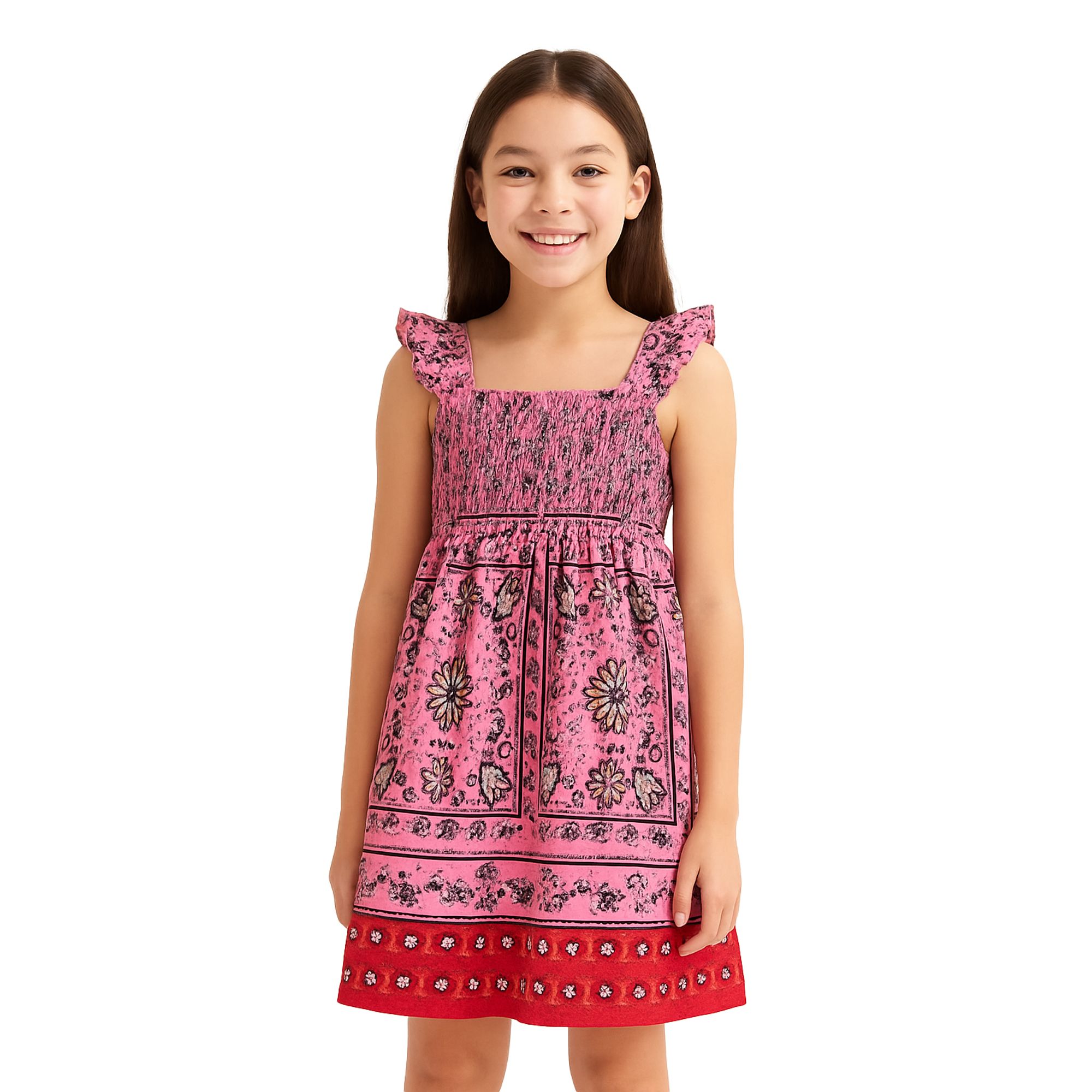 Vestido-Infantil-Fabula-Decote-Franzido-Morango-Bandana-1