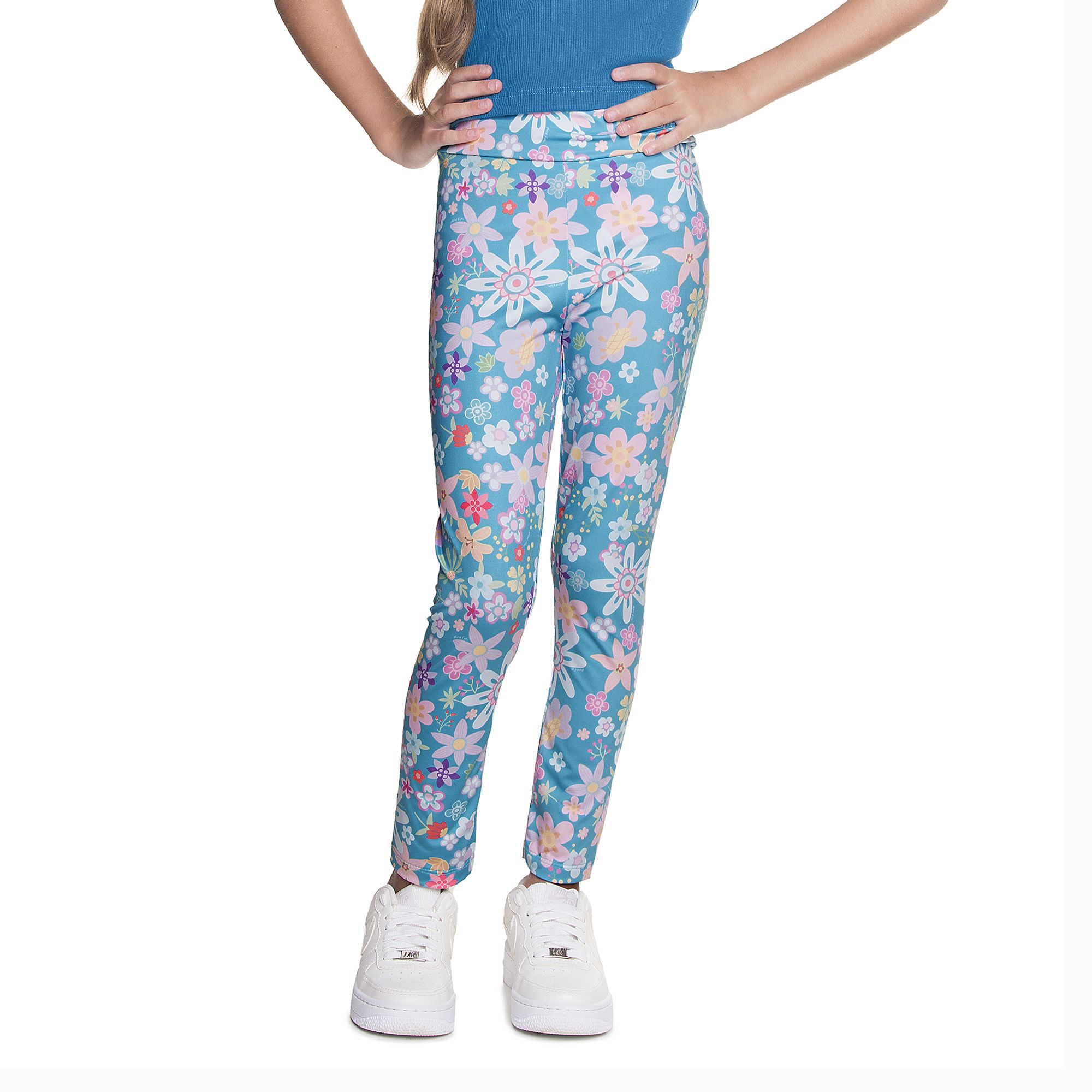 Calca-Infantil-Legging-Malha-Sublimada-Flores-Azul-Turquesa-1