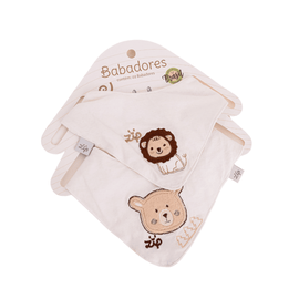 kit-2-babadores-bandana-impermeavel-marfim-urso-e-leao-bordados