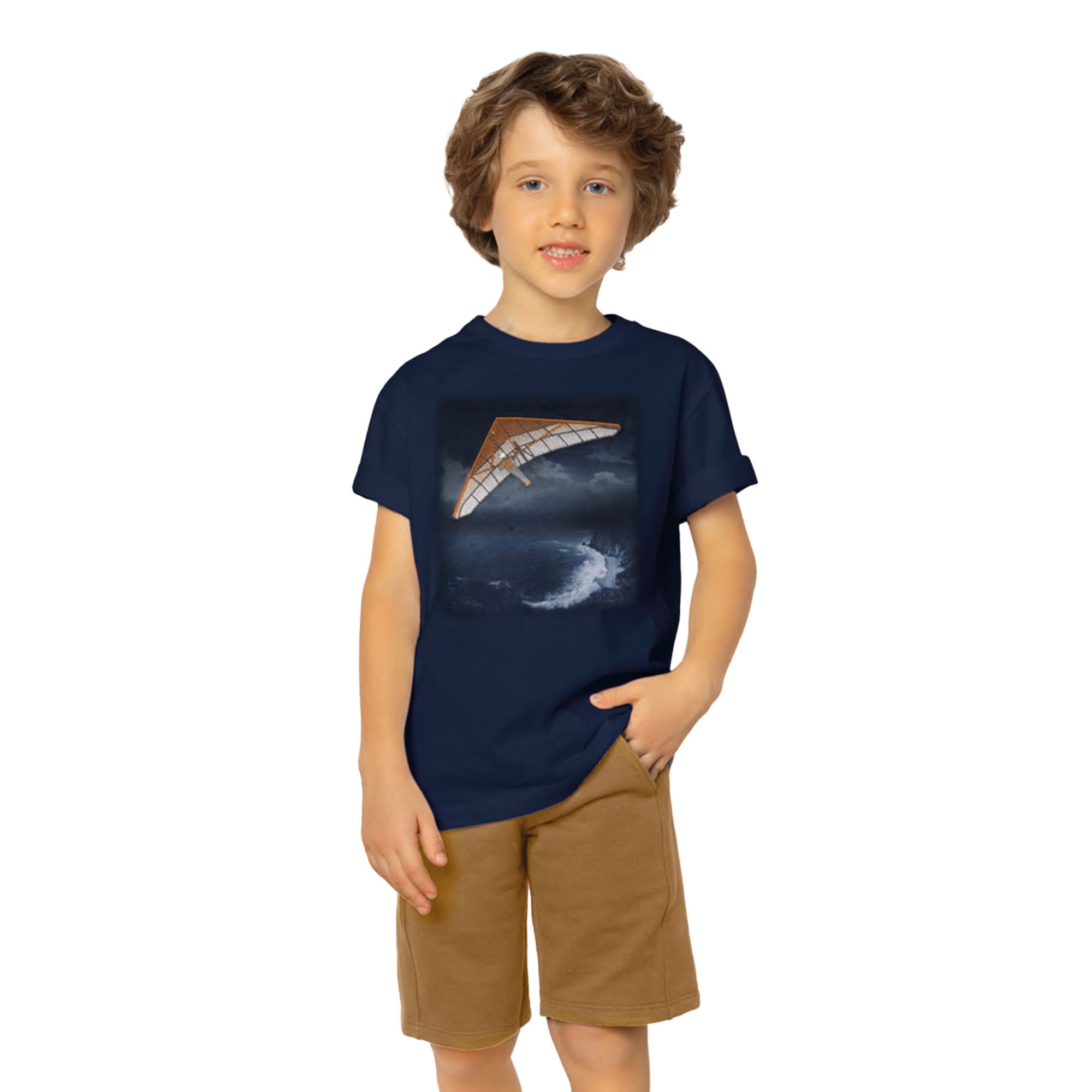 Conjunto-Infantil-Camiseta-Azul-Marinho-Asa-Delta-e-Bermuda-Piquet-Caramelo