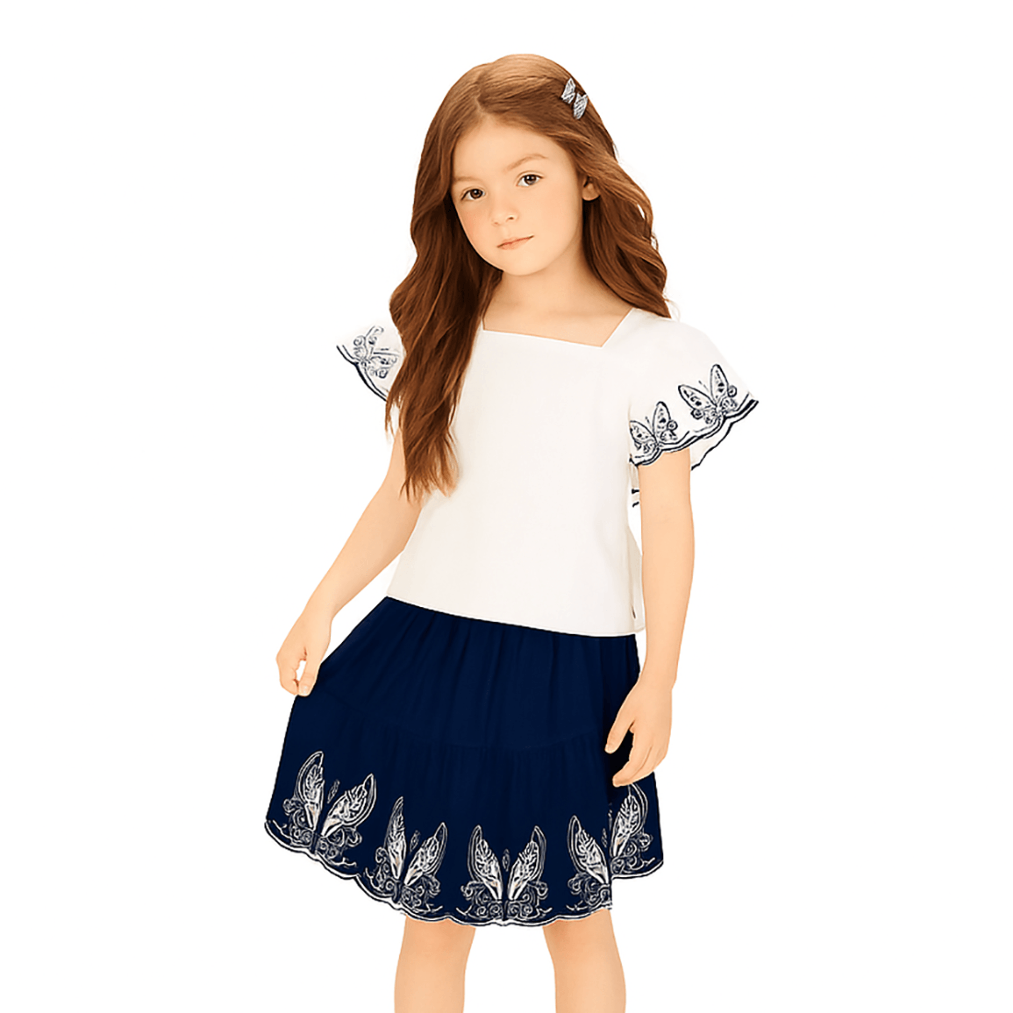 Conjunto-Infantil-Blusa-Bata-Tricoline-Branco-e-Saia-Linho-Azul-Marinho-1