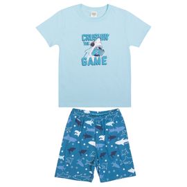 Pijama-Curto-Meninos-Malha-Azul-Tubarao-Gamer-Shark-2
