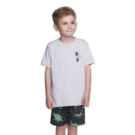 Pijama-Curto-Meninos-Malha-Mescla-e-Short-Preto-T-Rex-Paws-1