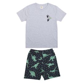 Pijama-Curto-Meninos-Malha-Mescla-e-Short-Preto-T-Rex-Paws-2