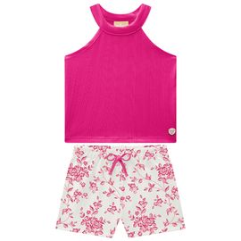 -	Conjunto-Infantil-Blusa-Ribana-Pink-e-Short-Flores-Milon-2