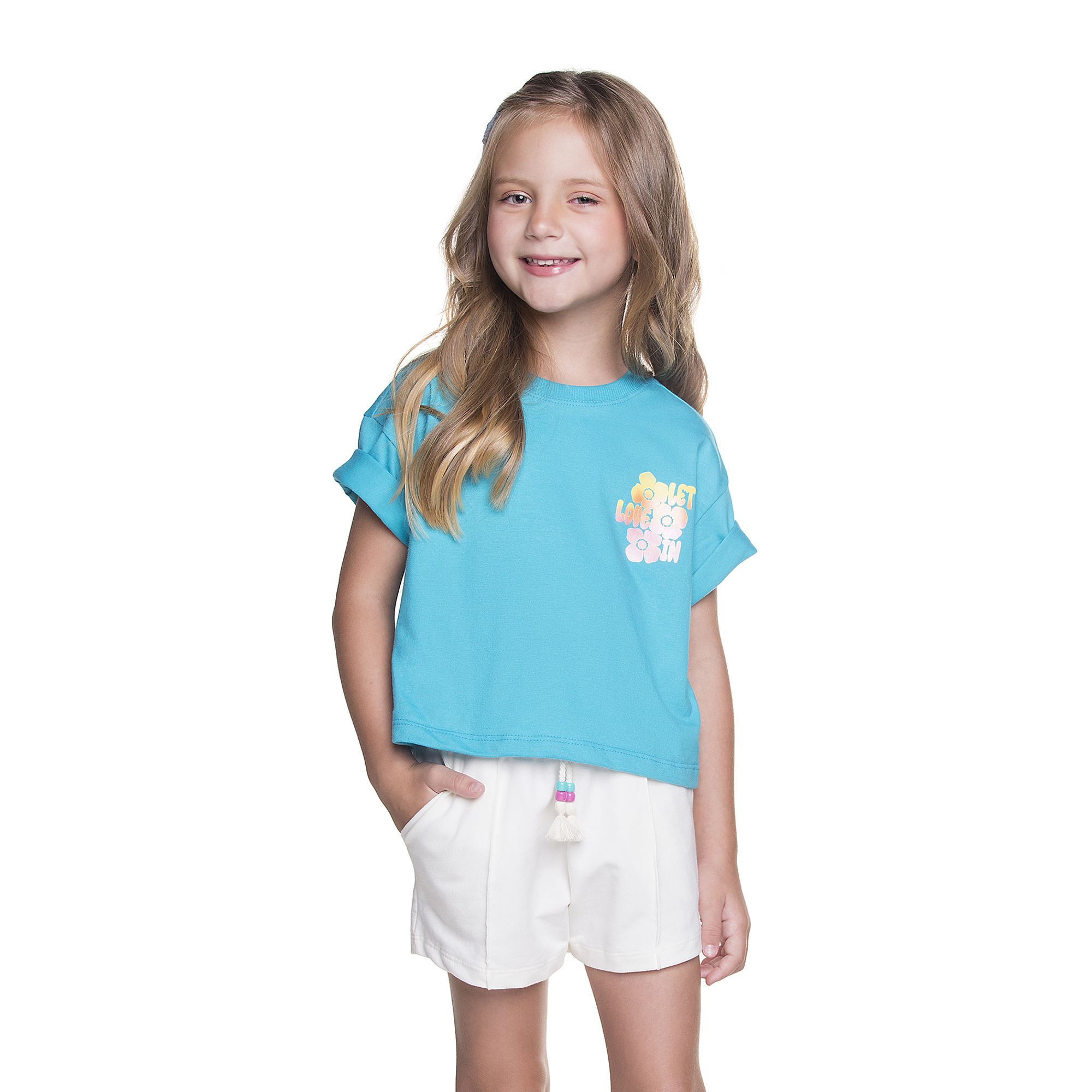 Conjunto-Meninas-Blusa-Cropped-Turquesa-Love-e-Short-Branco-1