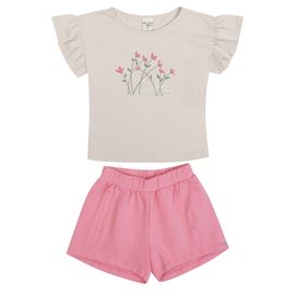 Conjunto-Meninas-Blusa-Bege-Florzinhas-Postal-e-Short-Rosa-2