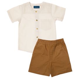 -	Conjunto-Meninos-Camisa-Gola-Potuguesa-Listrada-Bege-e-Bermuda-Chocolate-2