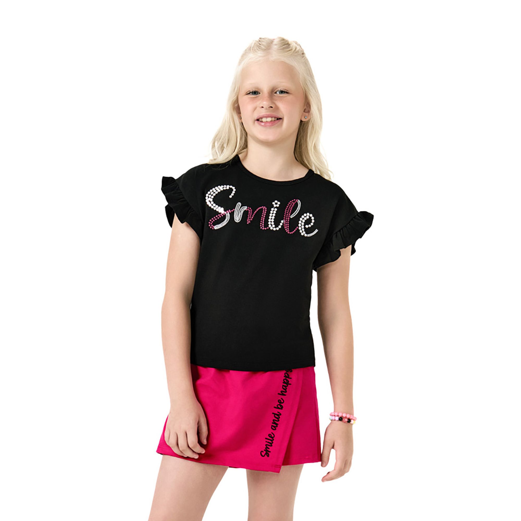 Conjunto-Meninas-Blusa-Preta-Smile-Brilho-e-Short-Saia-Pink-1