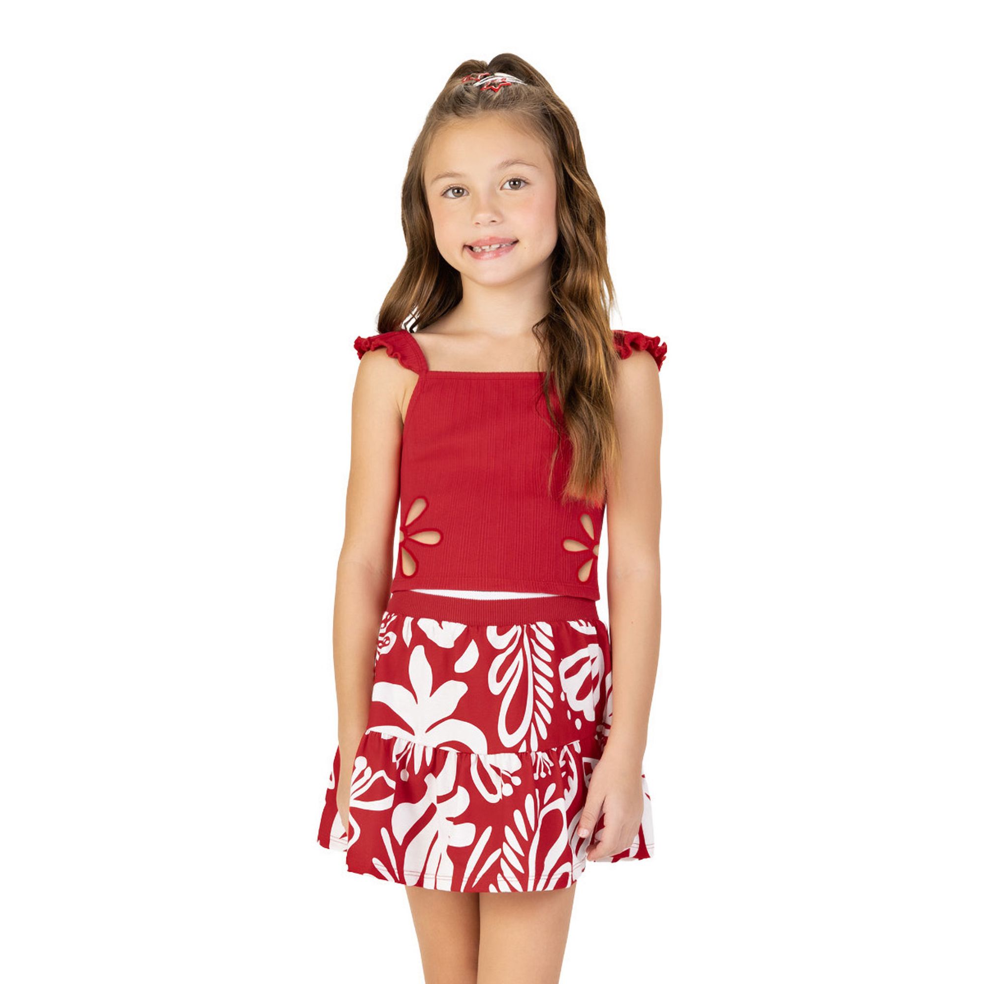 -	Conjunto-Meninas-Regata-Ribana-Vermelha-e-Saia-Flores-Brancas-2