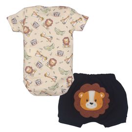 Conjunto-Bebes-Body-Amarelo-Animais-Zoo-e-Short-Preto-Leao-Bordado-2