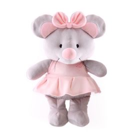 Boneco-Pelucia-Lu-Ratinha-de-Vestido-e-Laco-Rosa-
