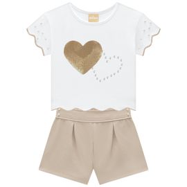 Conjunto-Meninas-Blusa-Branca-Coracao-Dourado-e-Perolas-e-Short-Amendoa-2