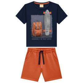 Conjunto-Infantil-Camiseta-Marinho-Longboard-e-Bermuda-Laranja-2