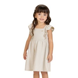 Vestido-Infantil-Malha-Trabalhada-Amendoa-Listras-Finas-Milon-1