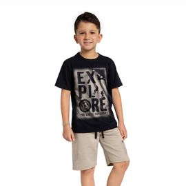 -	Conjunto-Infantil-Camiseta-Preta-Explore-e-Bermuda-Amendoa-1