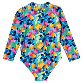 Maio-Body-Infantil-Manga-Longa-com-Ziper-Azul-Cajus-e-Flores-costas