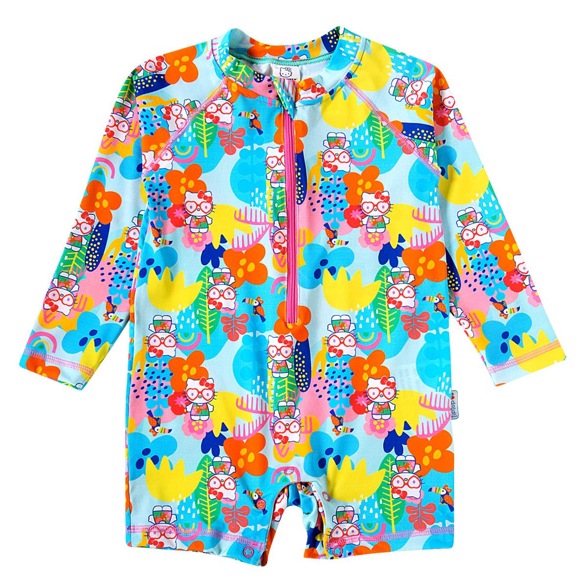 -	Macaquinho-Praia-Infantil-Protecao-Solar-Verde-Agua-Hello-Kitty-1