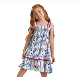 -	Vestido-Infantil-Malha-Branco-Decote-Franzido-Listras-Azuis-Nanai-1