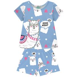 Pijama-Meninas-Curto-Malha-Azul-Cloud-Good-Night-Lhama-Kyly-2