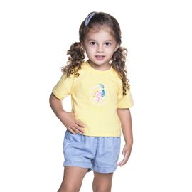 Conjunto-Meninas-Camiseta-Amarela-Lemon-Brilho-e-Short-Jeans