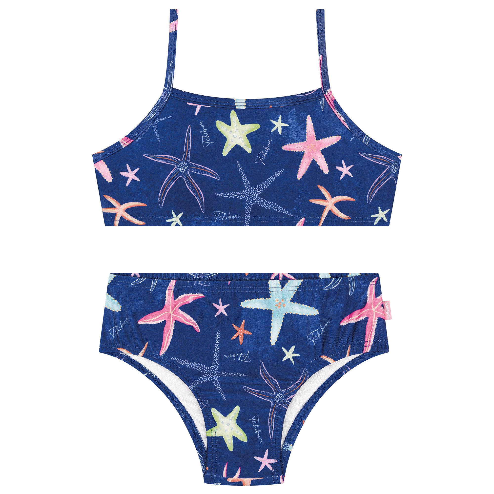 Biquini-Infantil-Azul-Estrelas-do-Mar-Coloridas-1