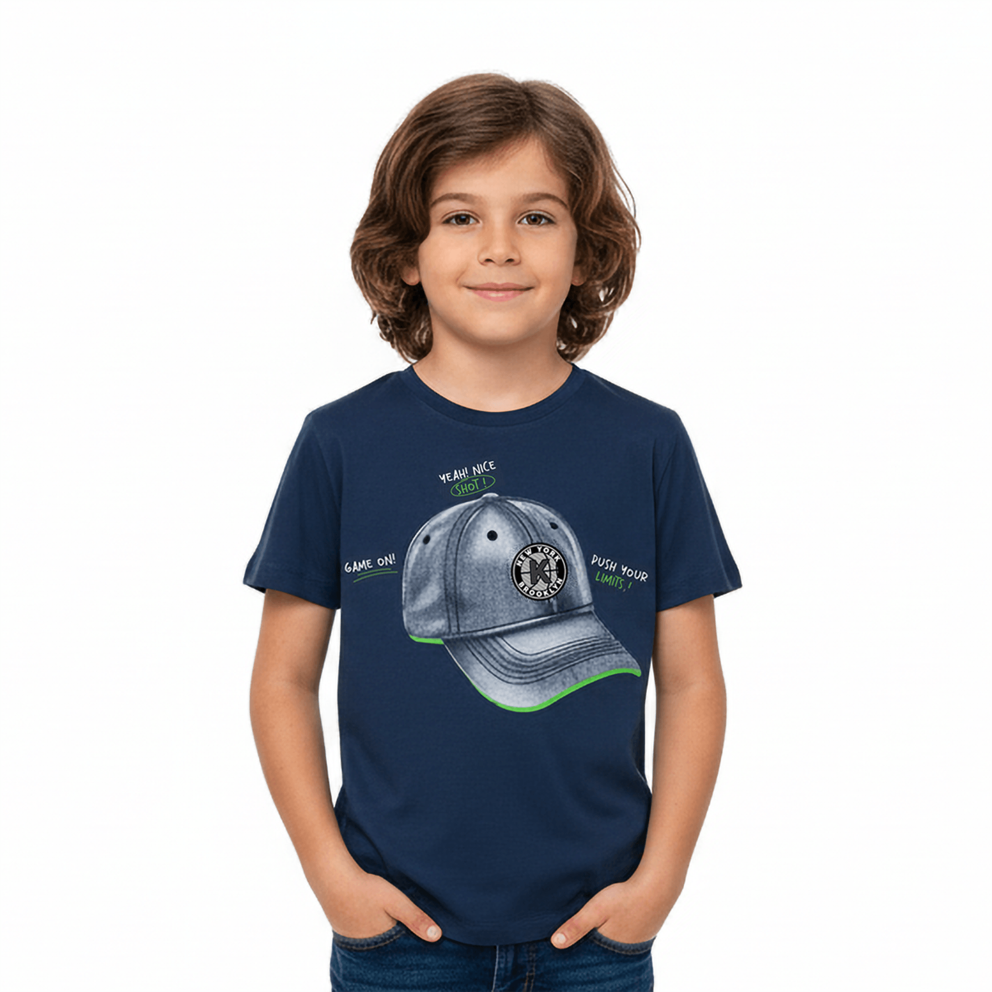 Camiseta-Meninos-Azul-Pacifico-Manga-Curta-Bone-de-Beisebol-1