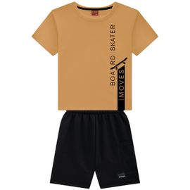 Conjunto-Meninos-Camiseta-Skater-Cor-Camurca-e-Bermuda-Preta-2