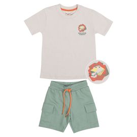 Conjunto-Meninos-Camiseta-Bege-Leaozinho-e-Bermuda-Verde-Moletom-2