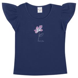 Blusa-Meninas-Manga-Curta-Cotton-Azul-Marinho-Jardim-Encantado-2