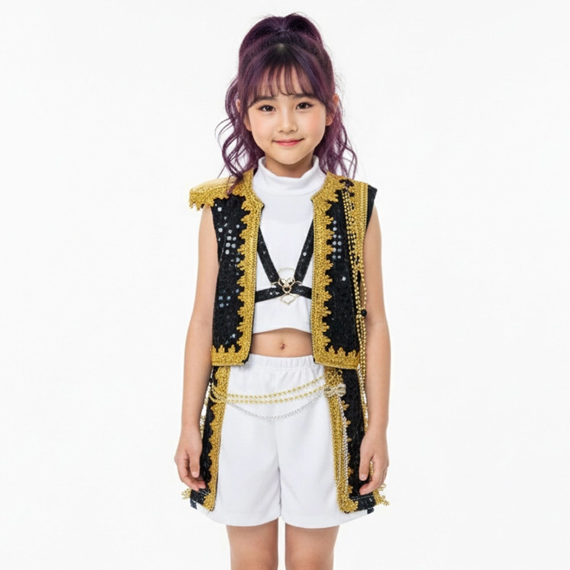 Conjunto-Fantasia-Infantil-Guerreira-do-K-Pop-Luxo-Rumi-1