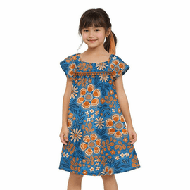 Vestido-Meninas-Trapezio-Malha-Azul-Anoitecer-Estampa-Flores-1