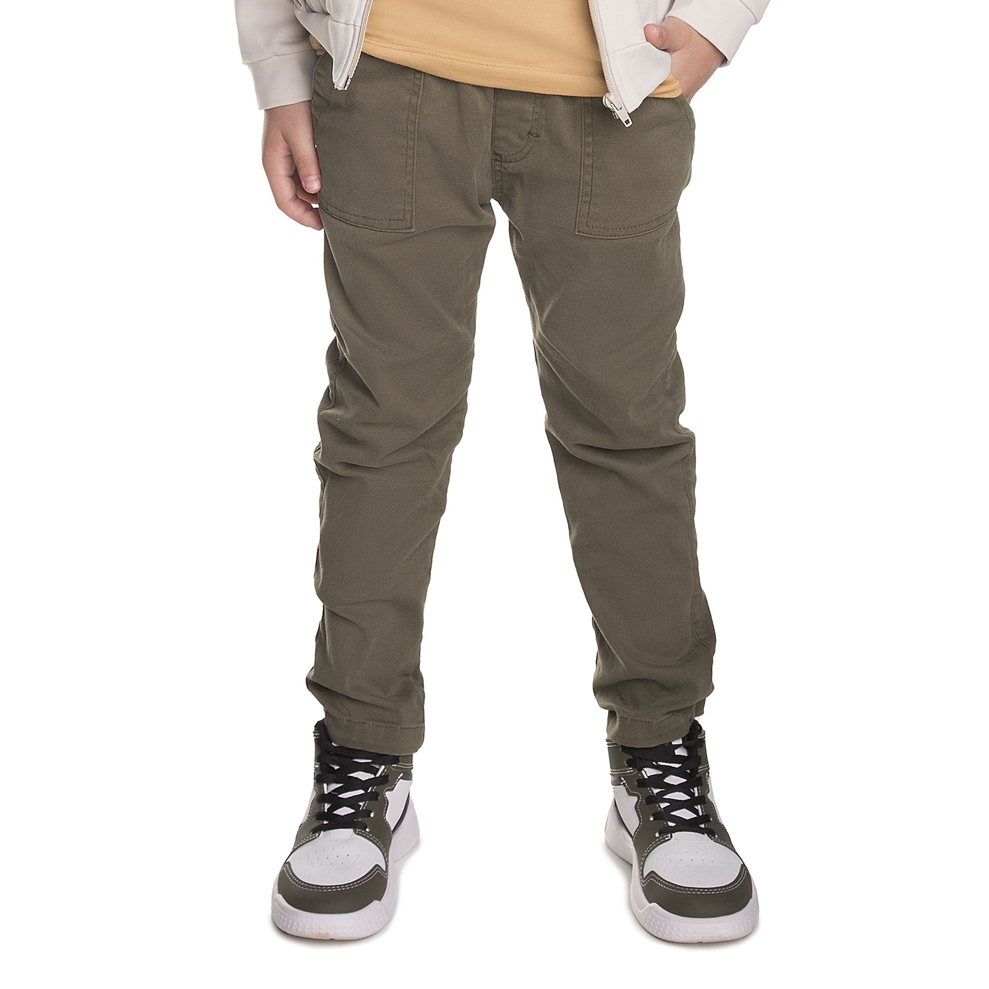 Calca-Infantil-Sarja-Comfort-Verde-Militar-Jogger-Elastico-Cintura-1