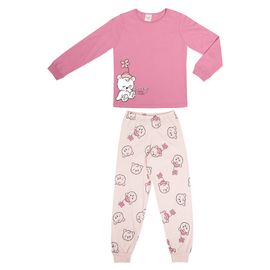 Pijama-Meninas-Longo-Meia-Malha-Rosa-Ursinho-Dorminhoco-2