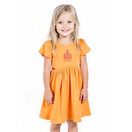 Vestido-Infantil-Manga-Curta-Laranja-La-No-Meu-Castelo-Alphabeto1