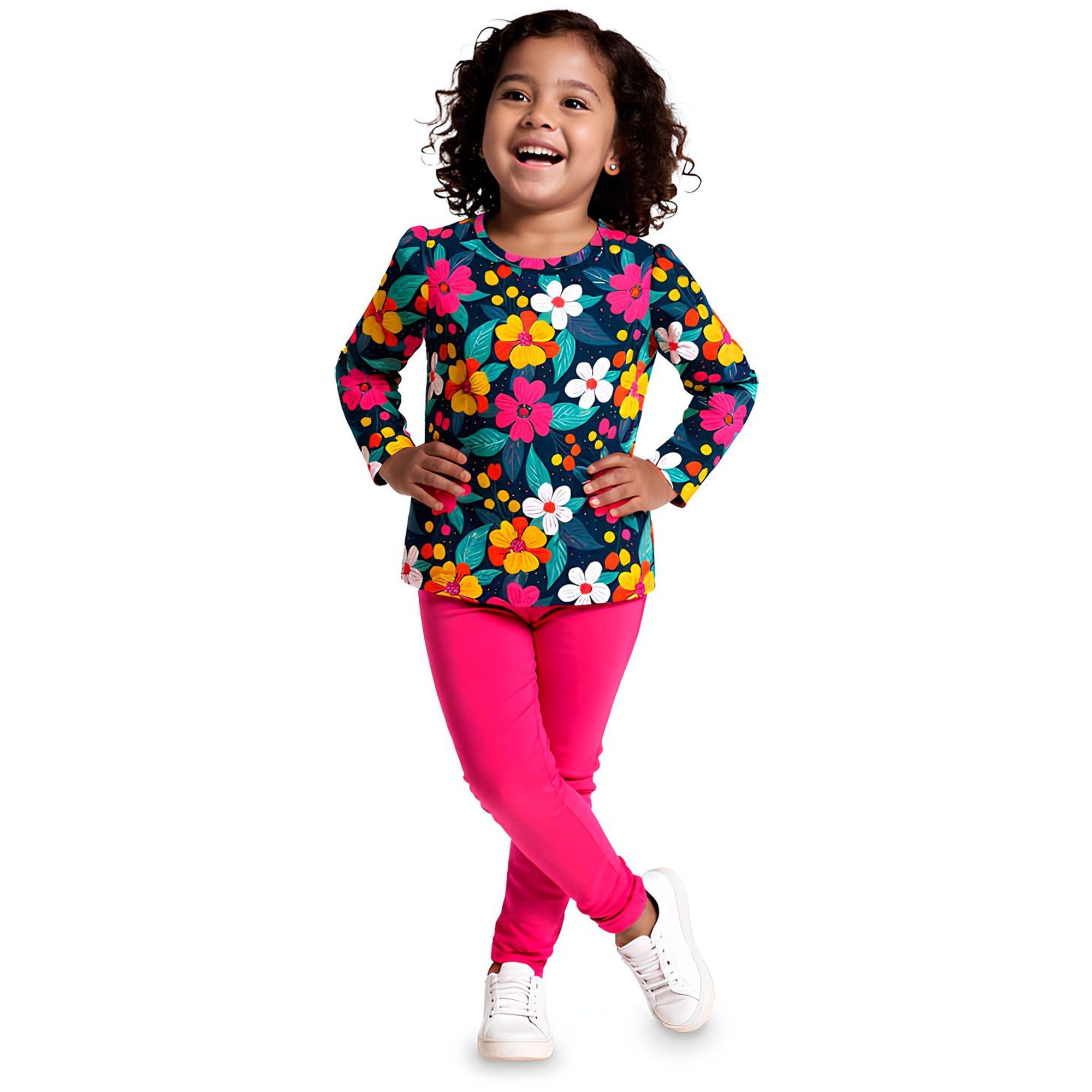 Conjunto-Meninas-Blusa-Manga-Longa-Azul-Flores-e-Legging-Rosa-1