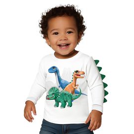 Camiseta-Infantil-Manga-Longa-Branca-Dinossauros-Escama-3D-1