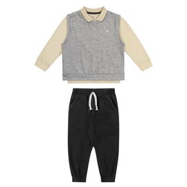 -	Conjunto-Meninos-Polo-Malha-Creme-Colete-Mescla-e-Calca-Sarja-Preta-2