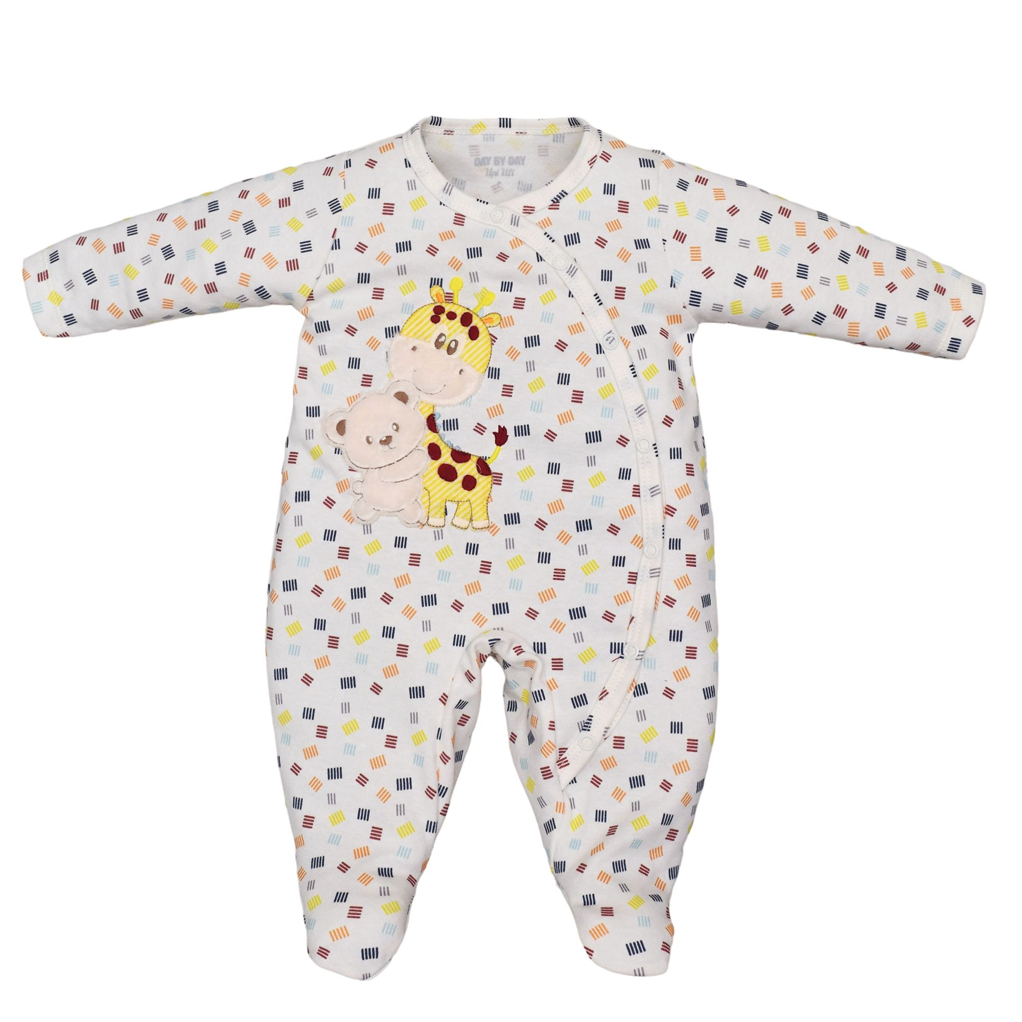 Macacao-Bebe-Longo-Marfim-Unissex-Neutro-Girafa-e-Ursinho-Bordados-1