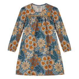 Vestido-Meninas-Manga-Longa-Malha-Azul-Anoitecer-Estampa-Flores-2