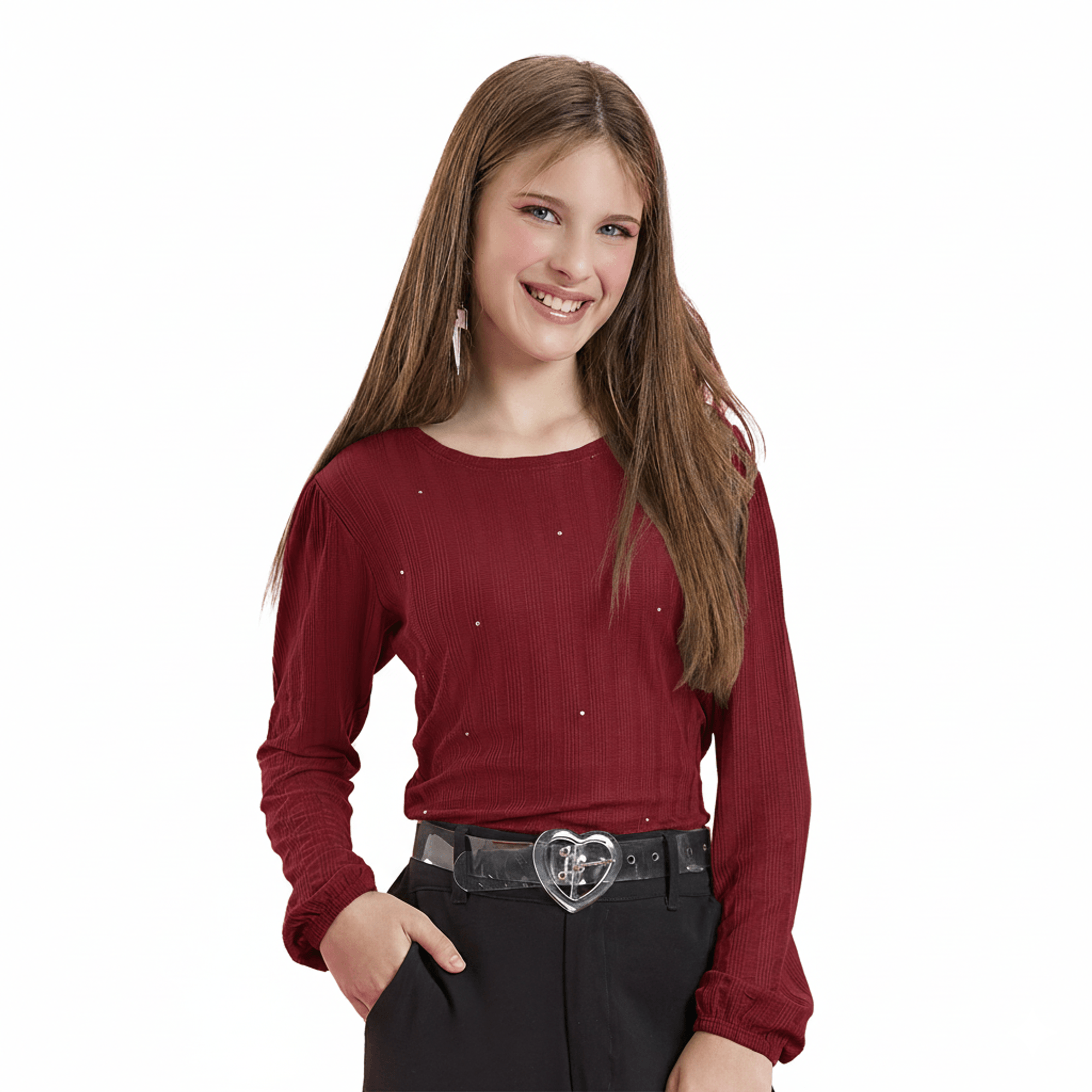 Blusa-Meninas-Longa-Canelada-Tifany-com-Elastano-e-Brilho-Bordo-1