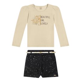 Conjunto-Meninas-Blusa-Longa-Bege-e-Short-Preto-Brilho-Dourado-2