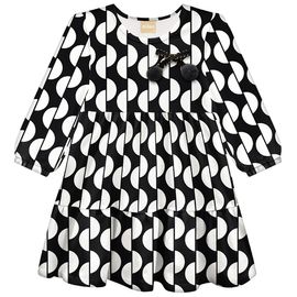 Vestido-Infantil-Manga-Longa-Cotton-Estampa-Preta-e-Branca-Milon-2