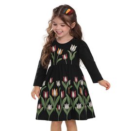 Vestido-Infantil-Manga-Longa-Malha-Preto-Estampa-Tulipas-1