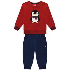 Conjunto-Meninos-Moletom-Blusao-Vermelho-Pinguim-Bordado-e-Calca-Marinho-2