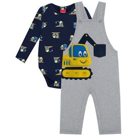 -	Jardineira-e-Body-Bebe-Menino-Moletom-Mescla-Escavadeira-Bordada-2