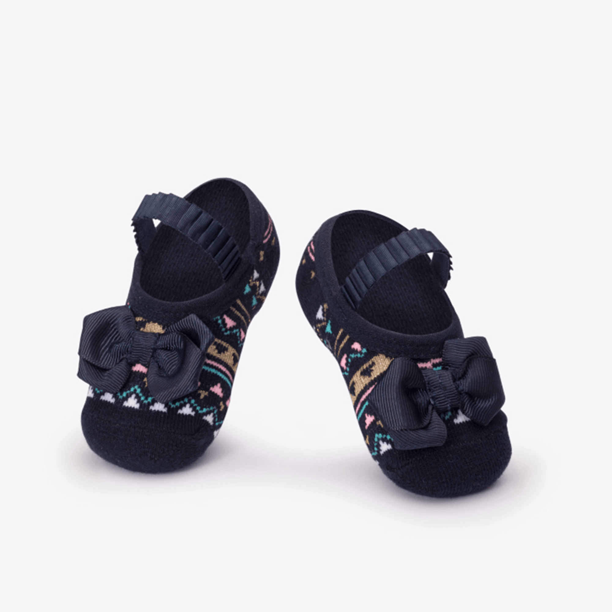 Meia-Bebes-Sapatilha-Boneca-Azul-Marinho-Geometrica-Aplique-Laco-Puket-1