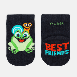 Meia-Bebe-Soquete-Menino-Azul-Marinho-Desenhada-Sapo-Verde